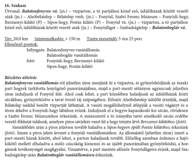 A Gyalogos Balaton Körtúra igazolófüzet 2021. évi 4. kiadásának egy részlete